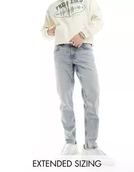 Голубые эластичные джинсы-морковки ASOS