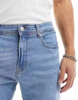 Голубые эластичные зауженные джинсы DTT Don't Think Twice