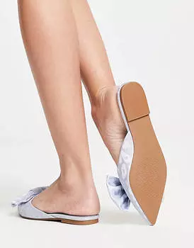 Голубые атласные босоножки на плоской подошве ASOS DESIGN Lass