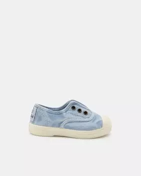 Голубые детские кеды из парусины на эластичной застежке без шнурков Natural World, светло-синий