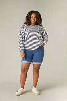 Голубые джинсовые шорты Curve удлиненного кроя Live Unlimited, синий