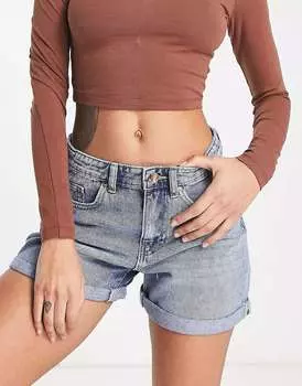 Голубые джинсовые шорты Mom Only Phine