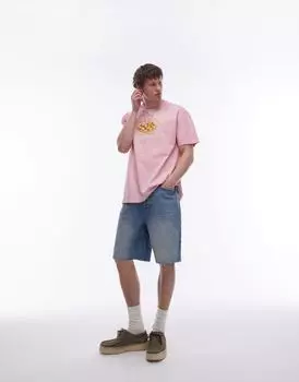 Голубые джинсовые шорты с широкими штанинами и необработанным краем Topman