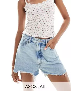 Голубые джинсовые шорты-трапеции ASOS DESIGN Tall