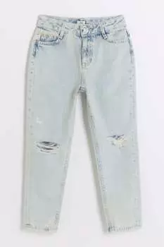 Голубые джинсы для девочек "мама" River Island, синий