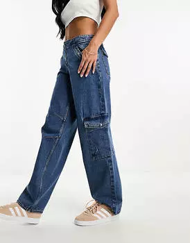 Голубые джинсы карго Monki NN Camilla