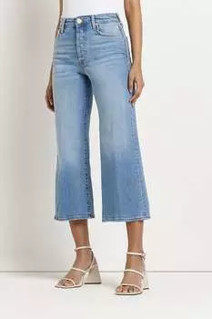 Голубые джинсы-кюлоты с высокой посадкой River Island, синий
