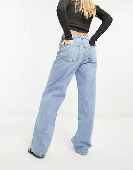 Голубые джинсы папы ASOS DESIGN