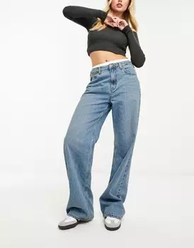 Голубые джинсы папы ASOS DESIGN