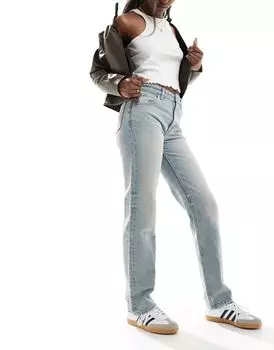 Голубые джинсы прямого кроя Bershka