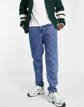 Голубые джинсы с двойными складками ASOS DESIGN
