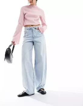 Голубые джинсы с воздушными штанинами Stradivarius