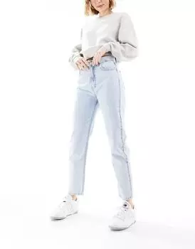 Голубые джинсы с завышенной талией Pull&Bear