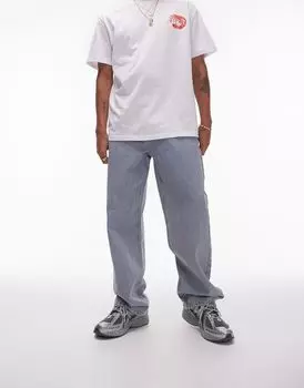 Голубые джинсы широкого кроя Topman