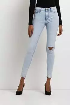 Голубые джинсы скинни со средней посадкой River Island, синий