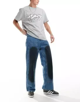 Голубые гладкие широкие джинсы Basic Pleasure Mode