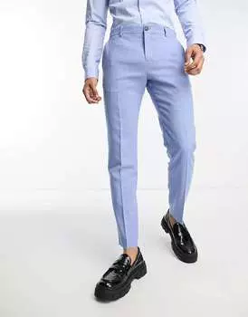 Голубые льняные костюмные брюки Selected Homme