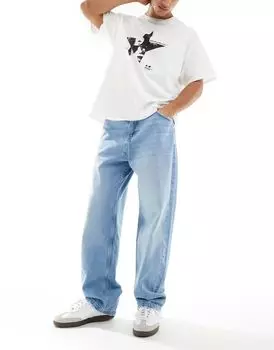 Голубые мешковатые джинсы Bershka