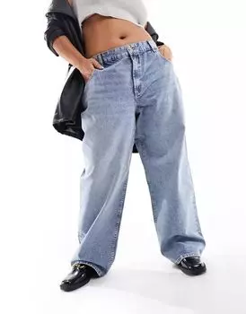 Голубые мешковатые джинсы-бойфренды ASOS DESIGN Curve