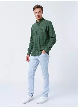 Голубые мужские брюки узкого кроя с нормальной талией Beymen Business