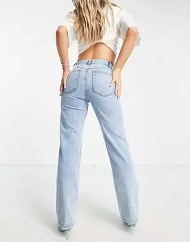 Голубые прямые джинсы со средней посадкой ASOS DESIGN