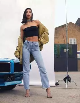 Голубые прямые джинсы в стиле 90-х годов ASOS
