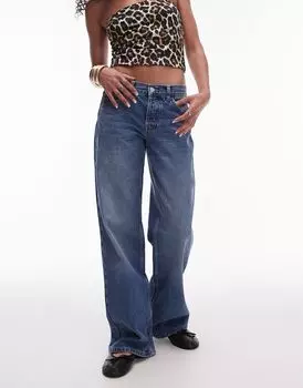 Голубые широкие джинсы с низкой посадкой Topshop Ember