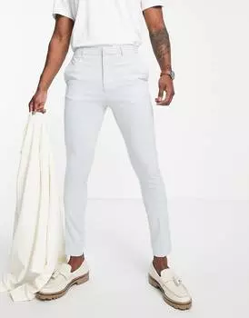 Голубые супероблегающие элегантные брюки ASOS DESIGN