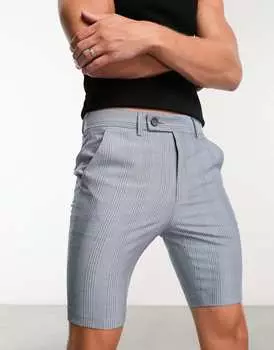 Голубые супероблегающие шорты в клетку ASOS DESIGN