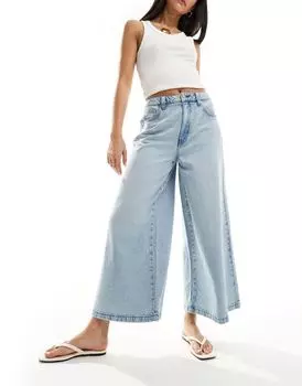 Голубые укороченные широкие джинсы ASOS DESIGN