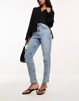 Голубые узкие джинсы Mom ASOS DESIGN