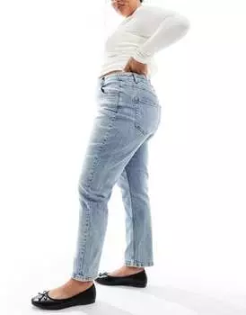 Голубые узкие джинсы Mom ASOS DESIGN Curve