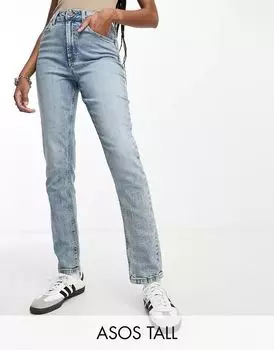 Голубые узкие джинсы Mom ASOS DESIGN Tall