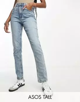 Голубые узкие джинсы Mom ASOS DESIGN Tall
