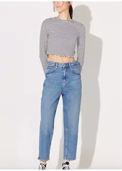 Голубые женские джинсовые брюки прямого кроя с высокой талией Lee