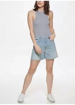 Голубые женские джинсовые шорты с завышенной талией для мам Dkny Jeans