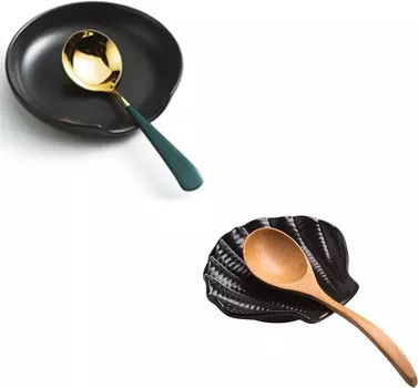 Gomakren Подставка для ложки Держатель для ложки для плиты Керамическая плита Держатель для ложки для кухонной стойки Держатель для лопатки Подставка для посуды, черный