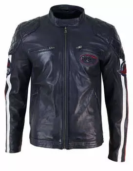 Гоночная куртка с полосатыми рукавами TruClothing, темно-синий