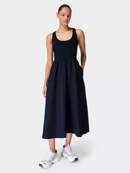 Гоночное платье в рубчик Sweaty Betty Explorer, черное