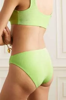 GOOD AMERICAN Блестящие неоновые плавки бикини с эффектом металлик, зеленый