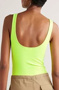 GOOD AMERICAN Боди стринги из эластичного джерси, зеленый лайм