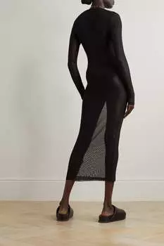 GOOD AMERICAN Платье миди из эластичной переработанной сетки, черный