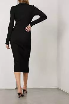 GOOD AMERICAN Платье миди в рубчик, черный