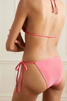 GOOD AMERICAN плавки бикини с эффектом металлик Sparkle Tiny Ties, розовый