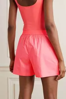 GOOD AMERICAN Шорты из хлопкового поплина с покрытием, коралловый