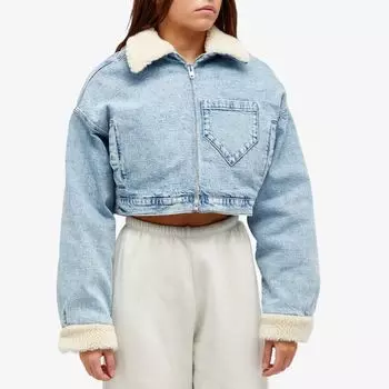 Good American Укороченная джинсовая куртка и куртка на молнии Uniform, синий