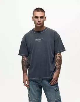 Good For Nothing – футболка оверсайз размытого черного цвета с оверлочным швом и декоративной строчкой