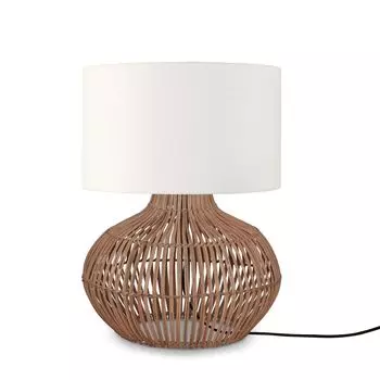 GOOD&MOJO - Настольная лампа Калахари - белый/ротанг - Настольная лампа 32см - прикроватная лампа, гостиная, спальня