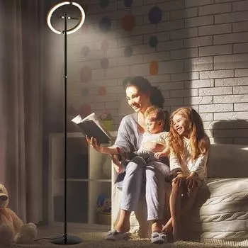 GOPLUS LED торшер, торшер с вращающейся головкой, торшер с сенсорным выключателем, плавная регулировка яркости, 30 Вт, 3000 К теплый белый, 2950 люмен, в индустриальном стиле, для гостиной, спальни, офиса, черный