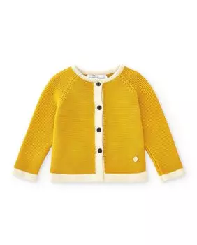 Горчичная куртка для мальчика с контрастной отделкой Pili Carrera, горчичный